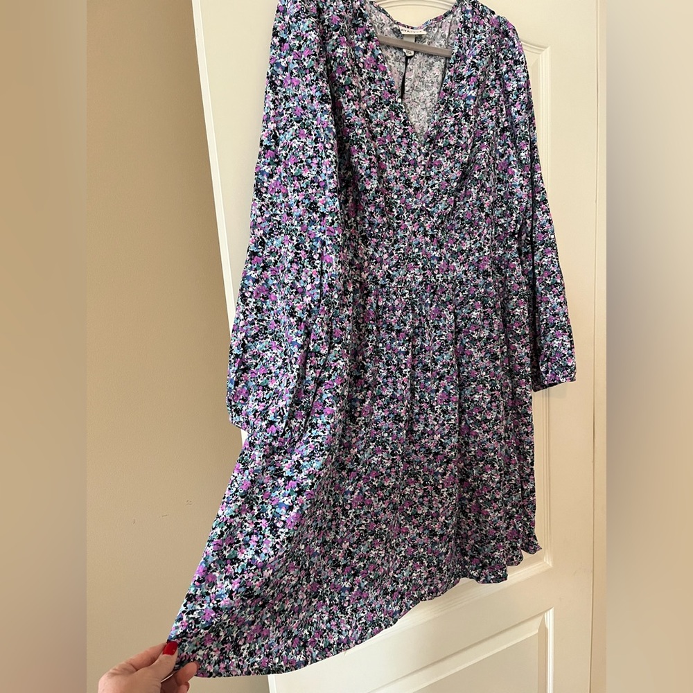 New! Ava & Viv Vibrant Floral Long Sleeve Dress Rayon Women’s Size XXL - Picture 6 of 15